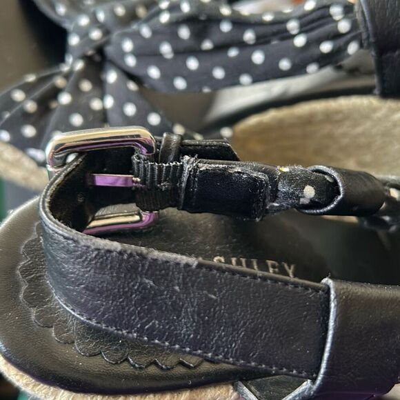 Laura Ashley KILBY Wedge Sandals Espadrilles Shoes black white dots SZ 7B - Picture 9 of 9